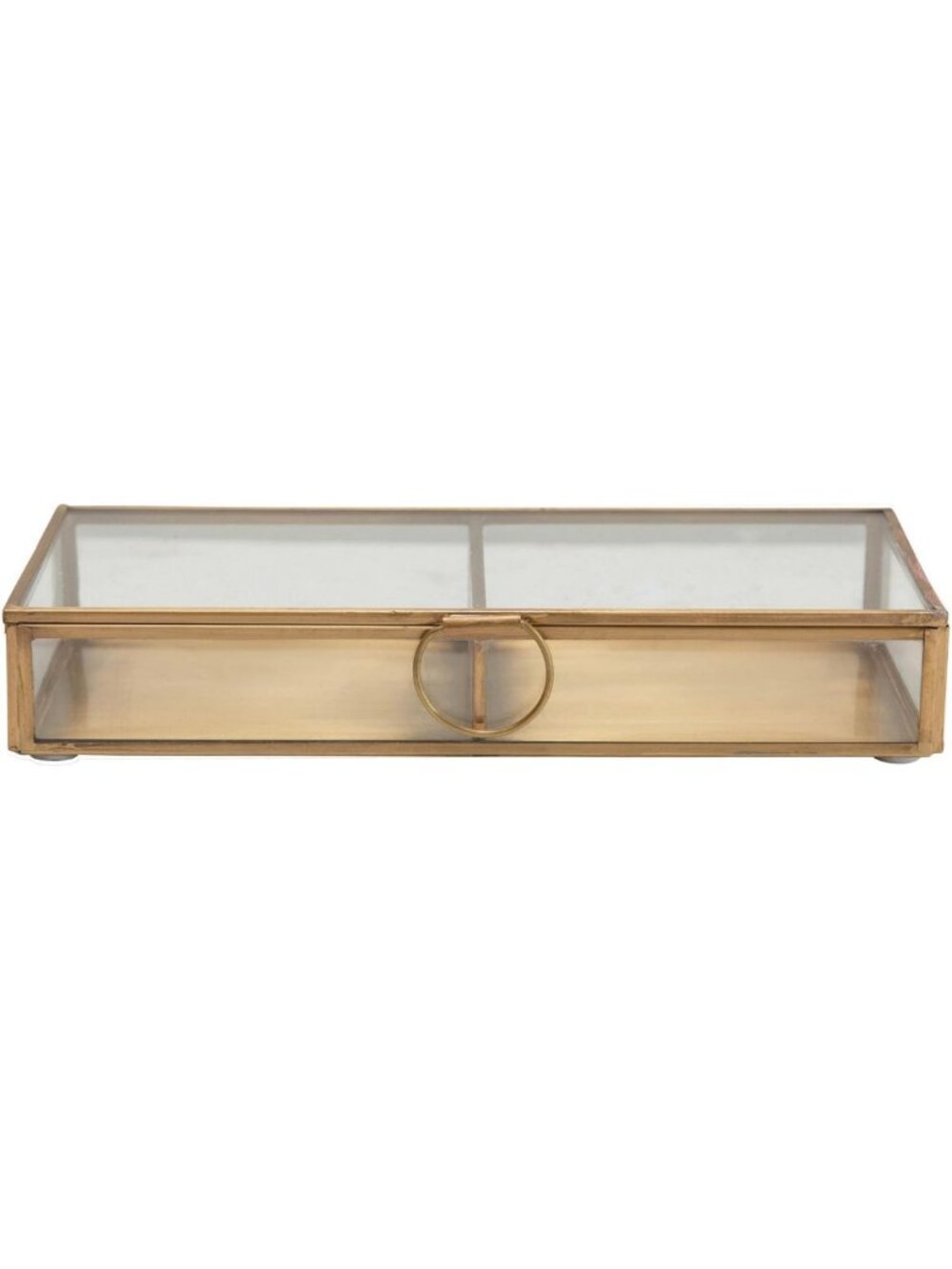 Stylish Brass & Glass Display Box with 2 Compartments - Clear Decorative Storage